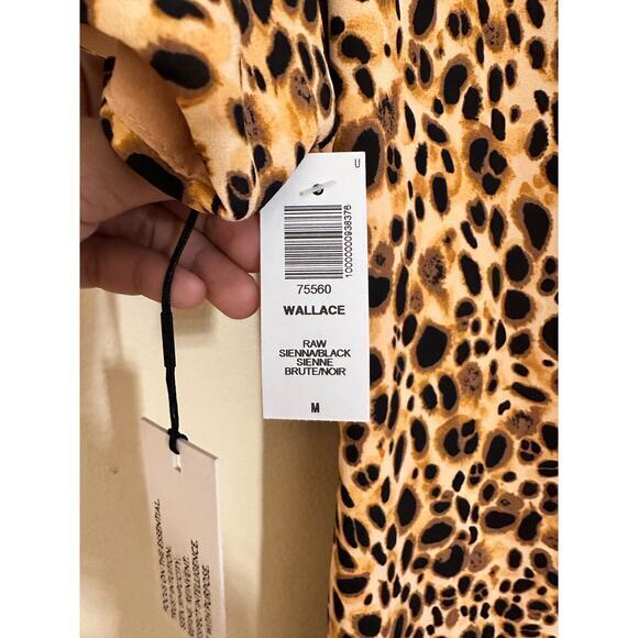 Aritiza Babaton WALLACE Wrap Dress SIENNA/BLACK 75560 Size Medium Cheetah Leopar - Picture 7 of 16